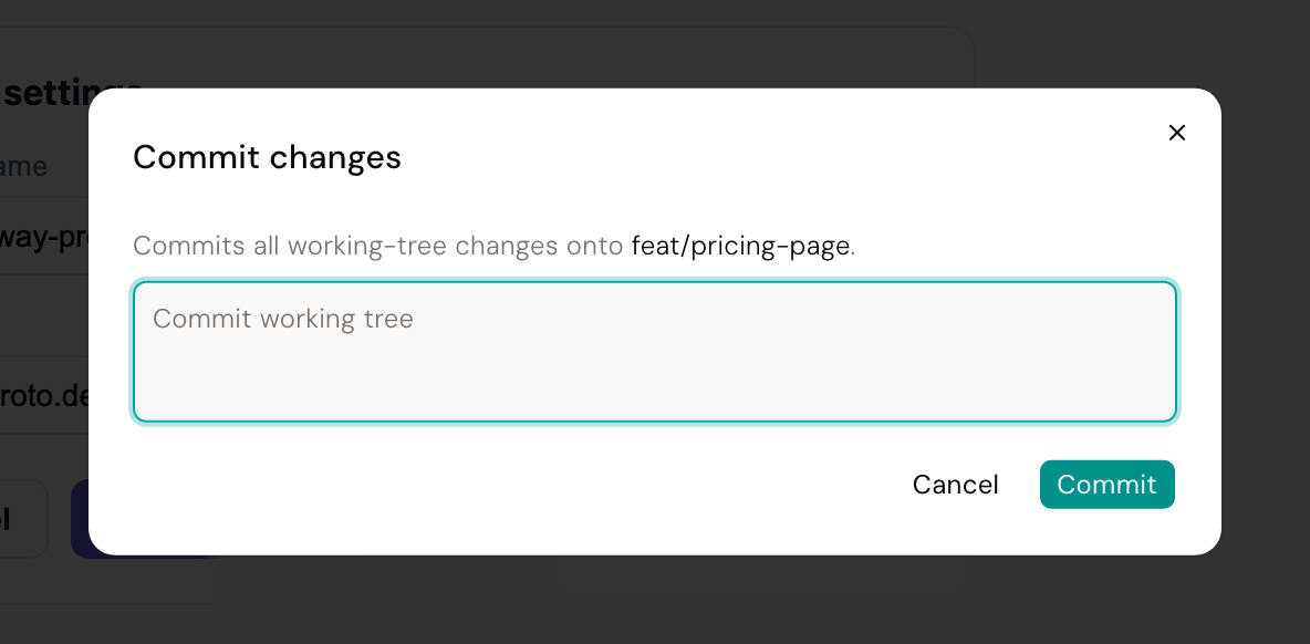 The Commit dialog with a field for an optional commit message