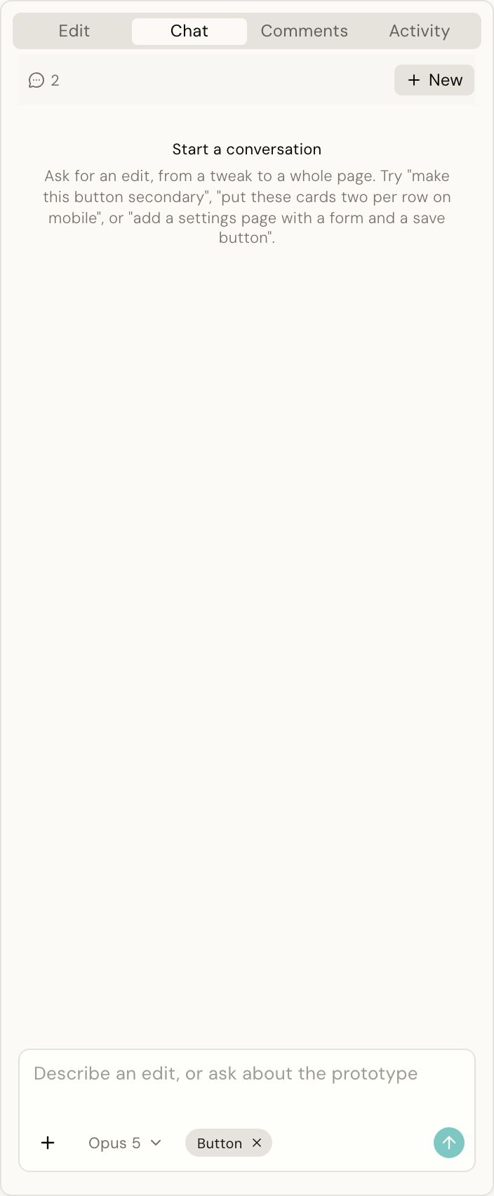 The chat, empty, inviting a request